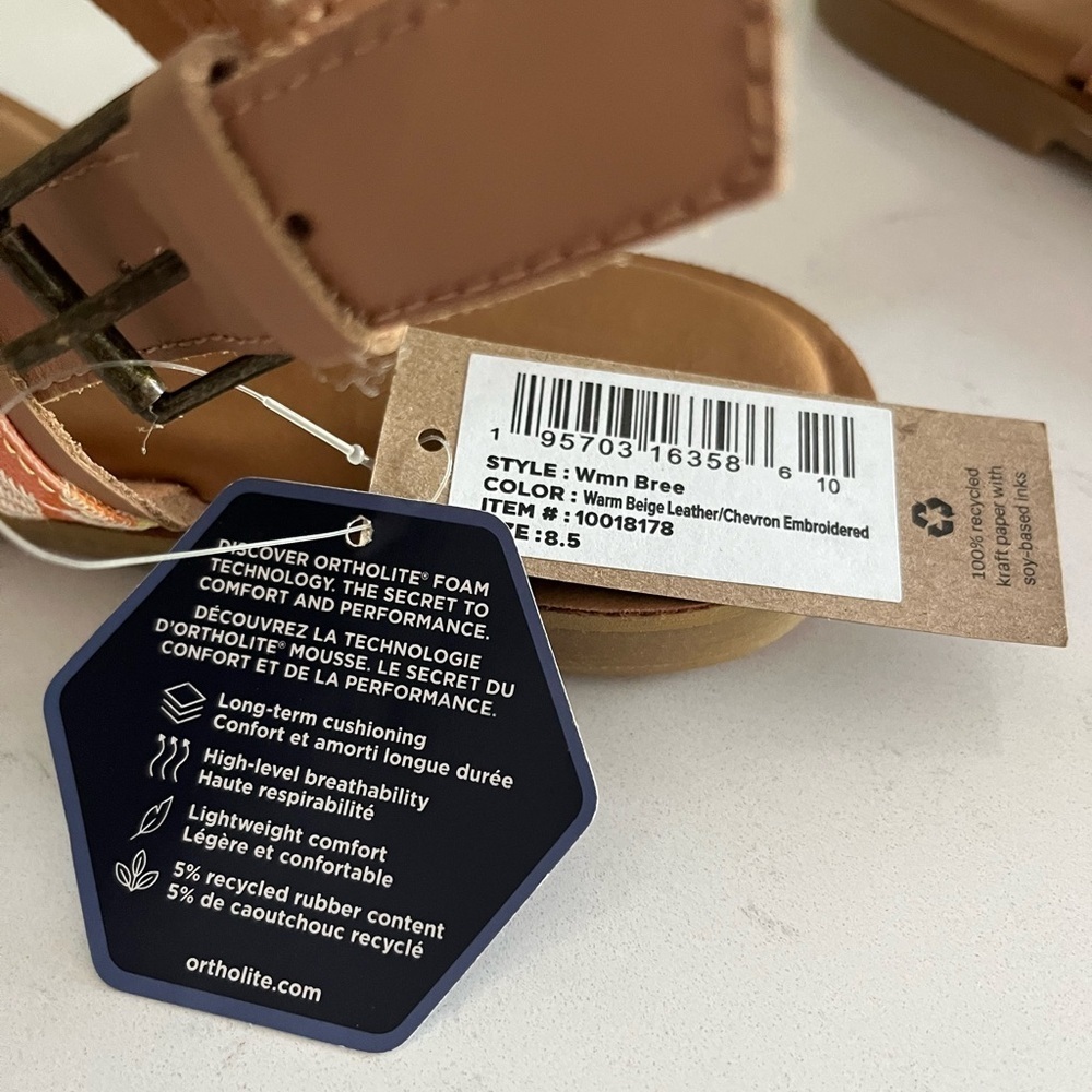 Toms Women's Bree Sandals Warm Beige Leather Size 8.5 - Picture 7 of 7